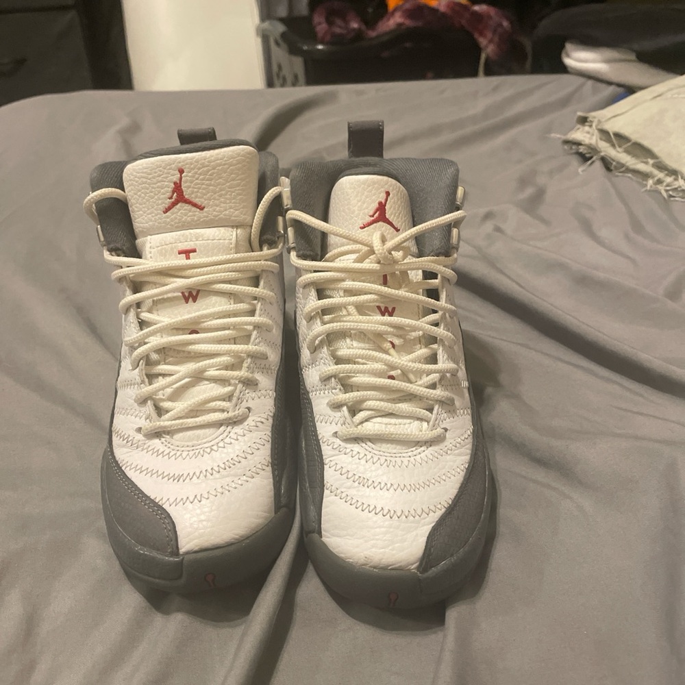 Jordan Athletic Shoes - White and Gray with Red Accents